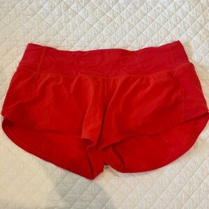 Lululemon Carnation Red Speed Up Shorts (Reg, Size 6, 2.5 Inch)